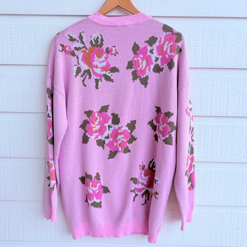 Dolls Kill Sugar Thrillz Horse Floral Pink Tunic Sweater M Western - Picture 2 of 9